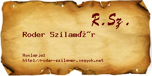 Roder Szilamér névjegykártya